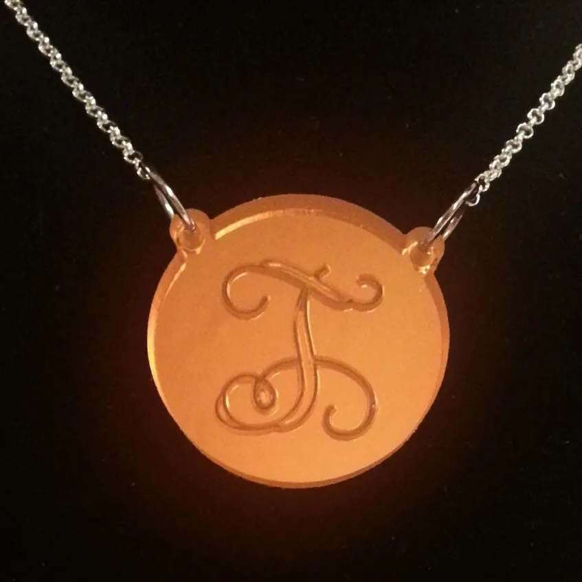 Acrylic Engraved Disc Necklace