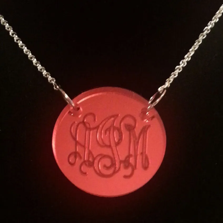 Acrylic Engraved Disc Necklace