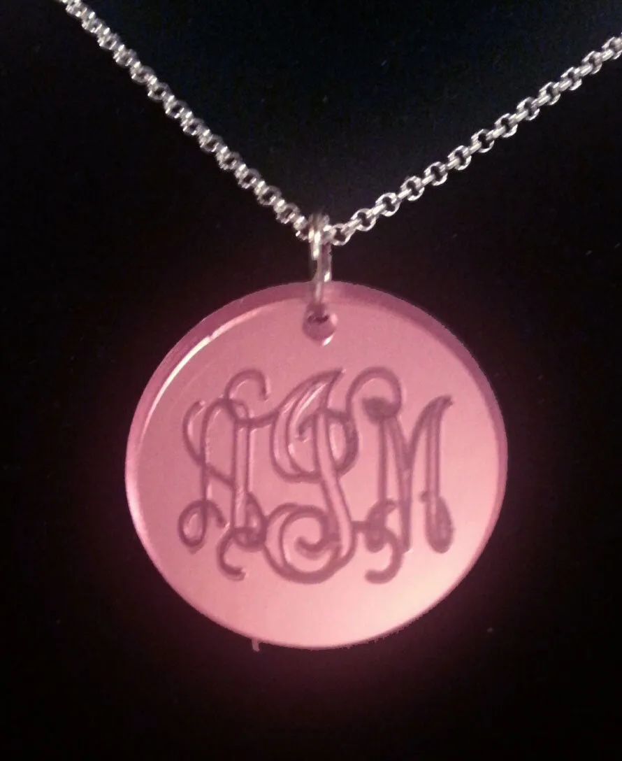 Acrylic Engraved Disc Necklace