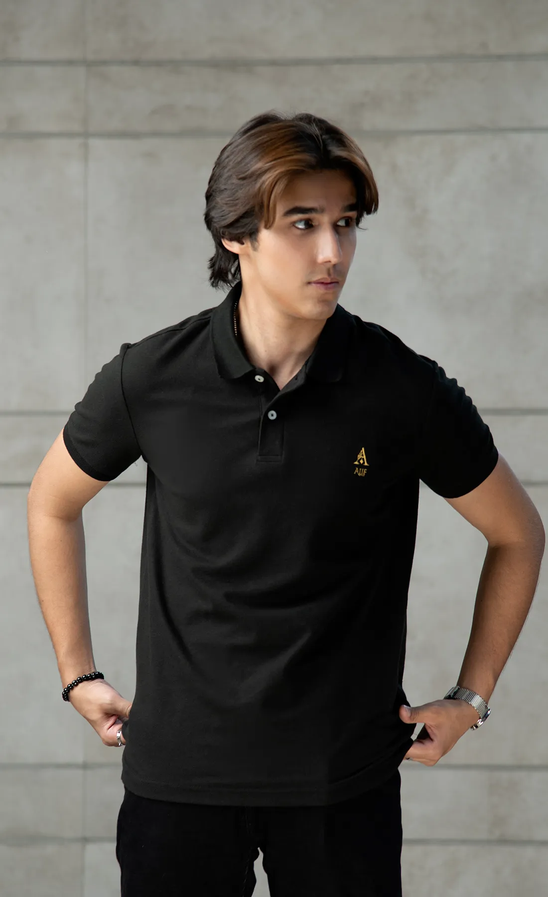 Alif Black Basic Polo