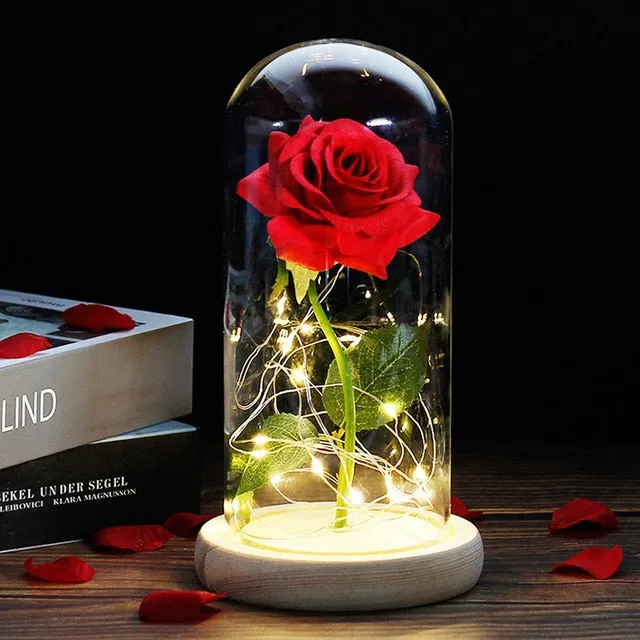 Beauty And The Beast Rose In LED Glass Dome