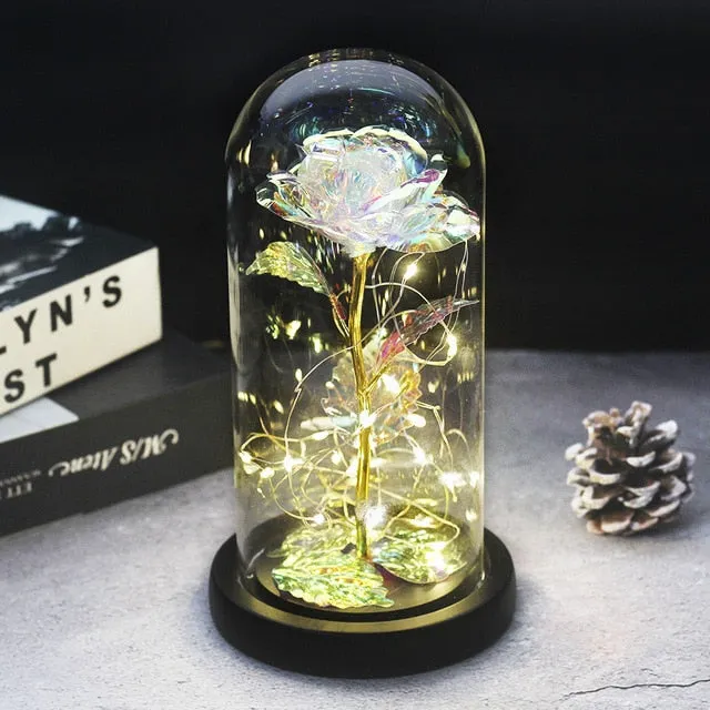 Beauty And The Beast Rose In LED Glass Dome