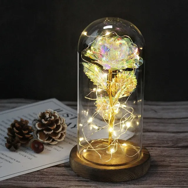 Beauty And The Beast Rose In LED Glass Dome