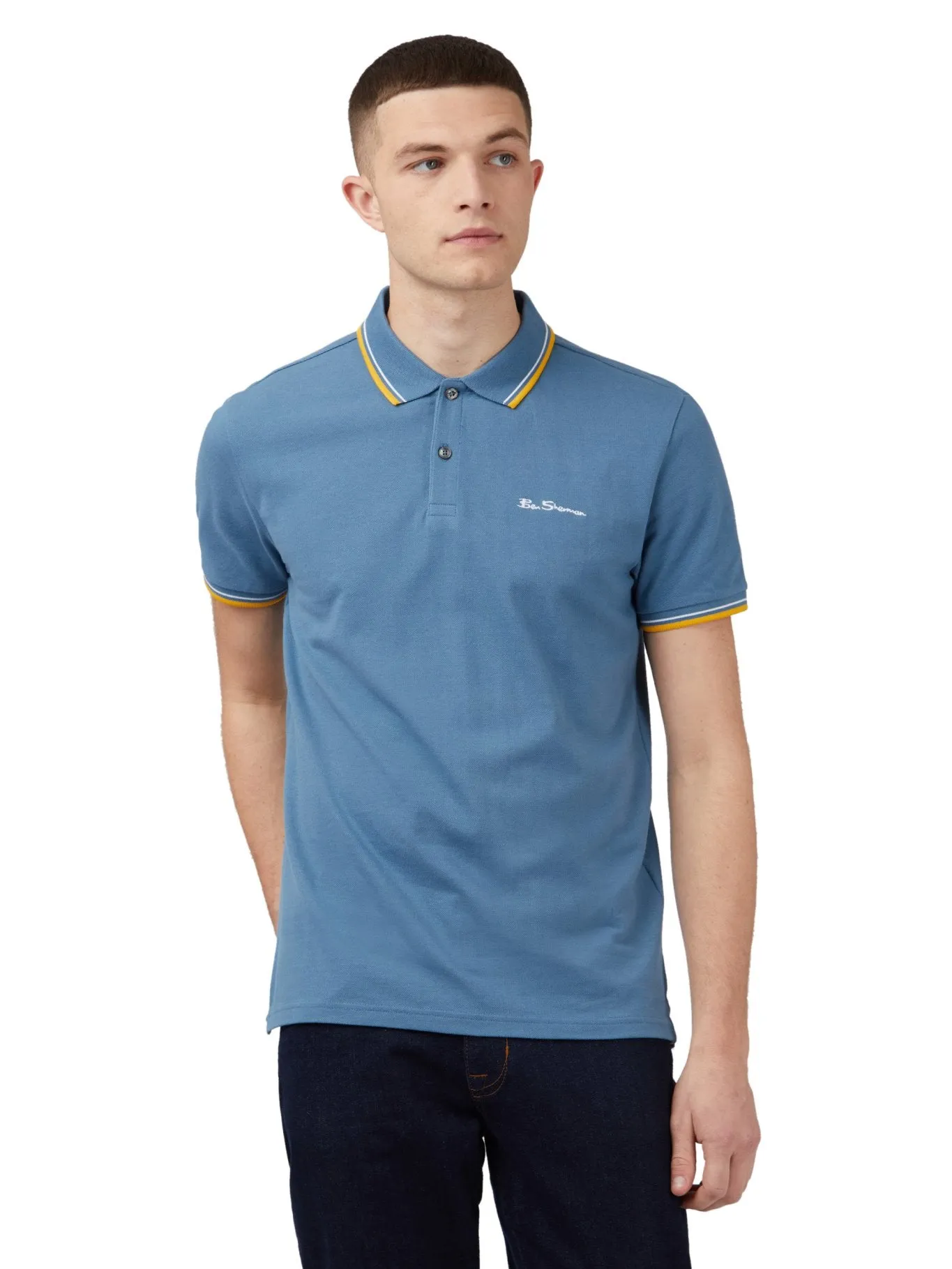 Ben Sherman Men's Signature Pique Polo T-Shirt, 100% Organic Cotton, Regular Fit