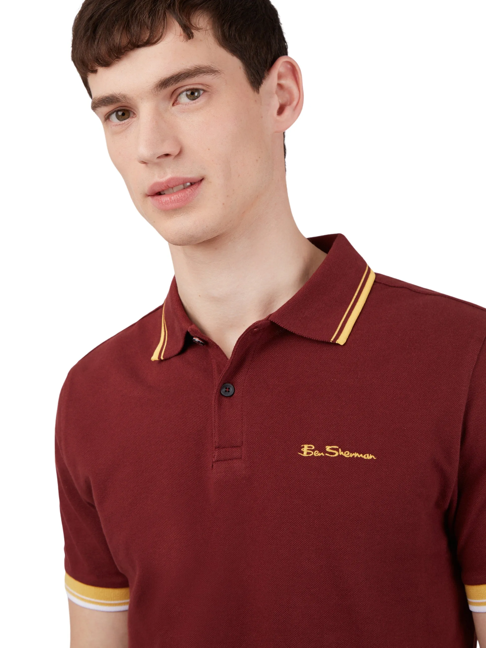 Ben Sherman Men's Signature Pique Polo T-Shirt, 100% Organic Cotton, Regular Fit