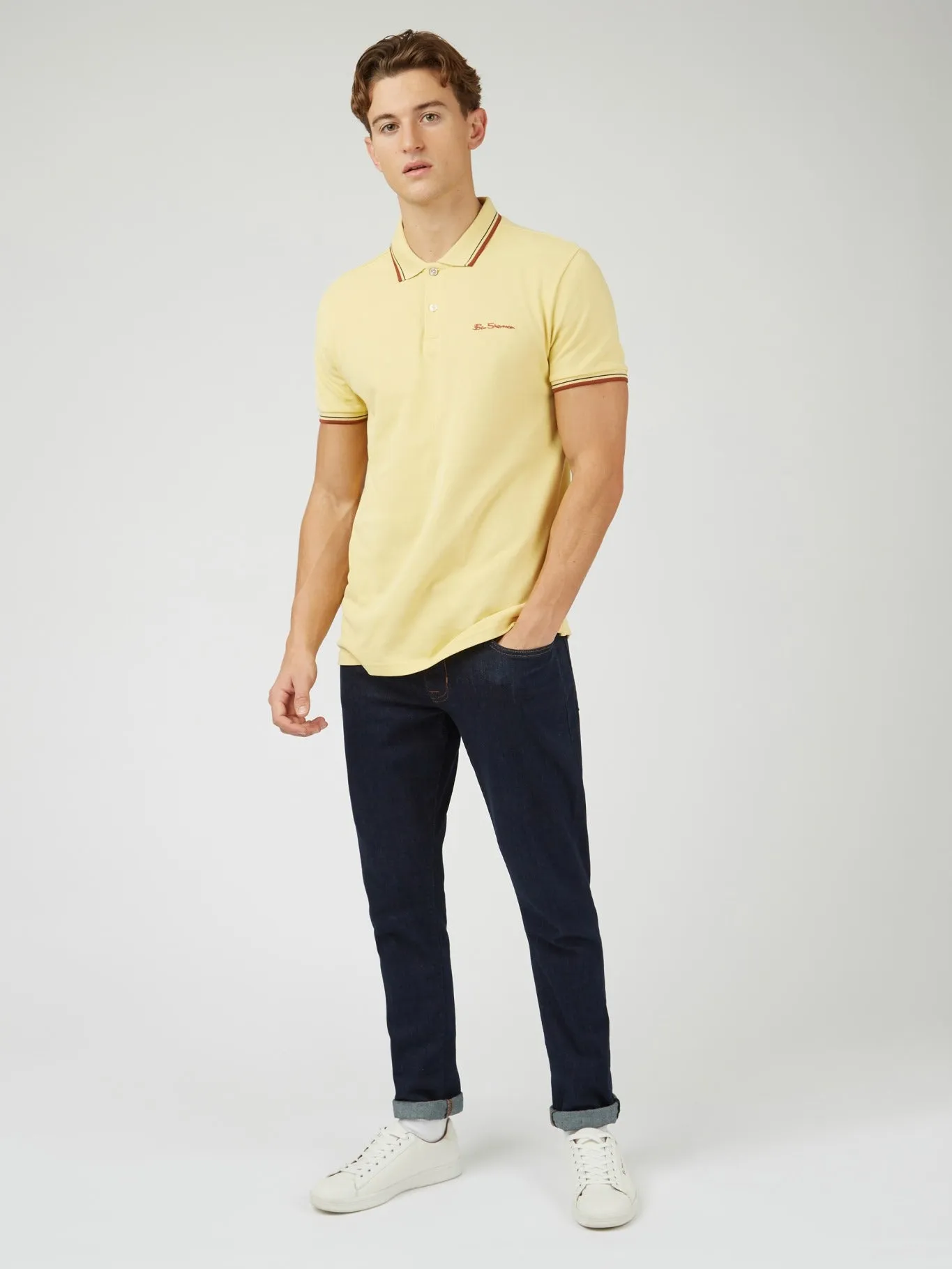 Ben Sherman Men's Signature Pique Polo T-Shirt, 100% Organic Cotton, Regular Fit