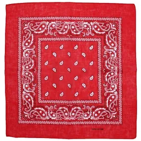 Black and White Design Red Cotton Bandana - Everard