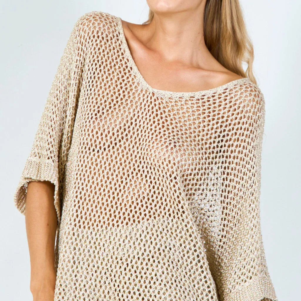 Breezy oversized open-knit poncho wholesale