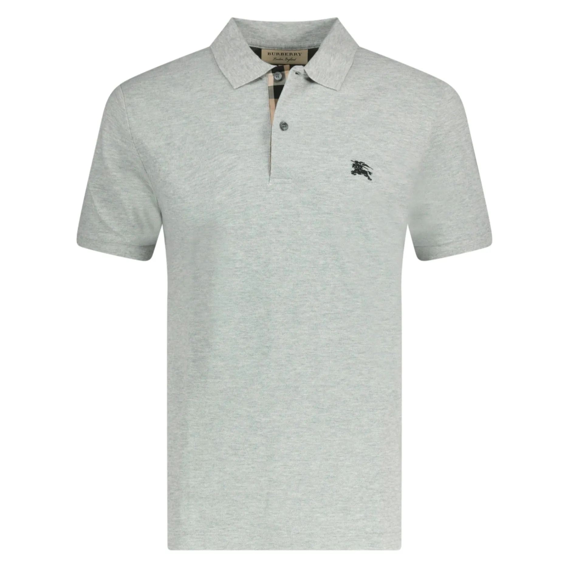 BURBERRY OXFORD LOGO EMBROIDERED POLO GREY