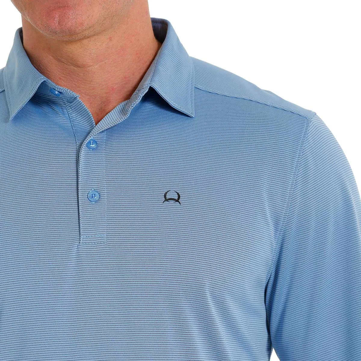 Cinch Men's Arena Flex Tiny Dots Polo Short Sleeve Shirt - Light Blue