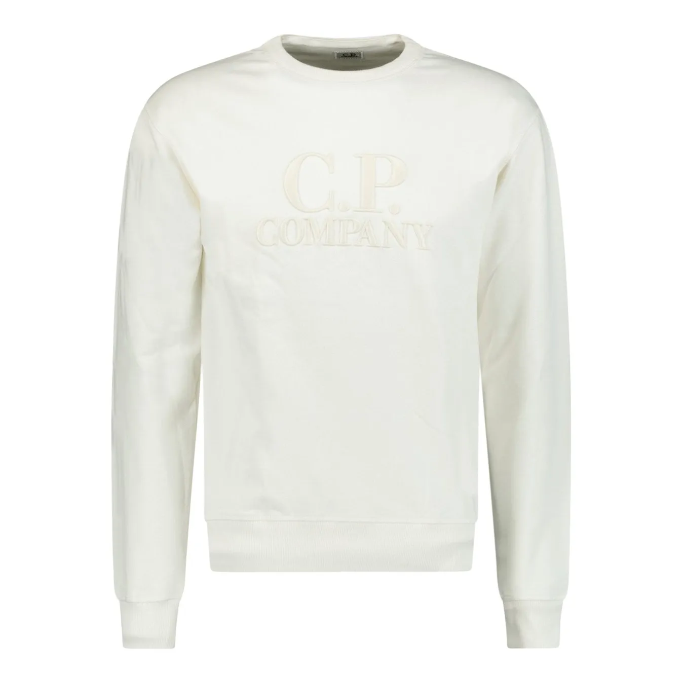 CP COMPANY Logo White Crew Neck Sweatshirt