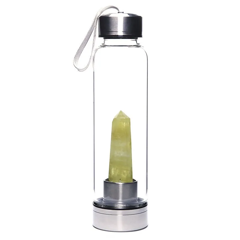 Crystal Water Bottle Choose From 12 Different Natural Quartz Stones Unique Sports Bottle Speak Healing Words Into Your Water 500ml Stainless Steel