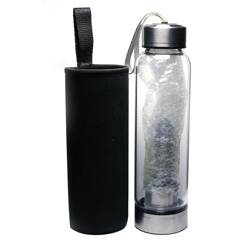 Crystal Water Bottle Choose From 12 Different Natural Quartz Stones Unique Sports Bottle Speak Healing Words Into Your Water 500ml Stainless Steel