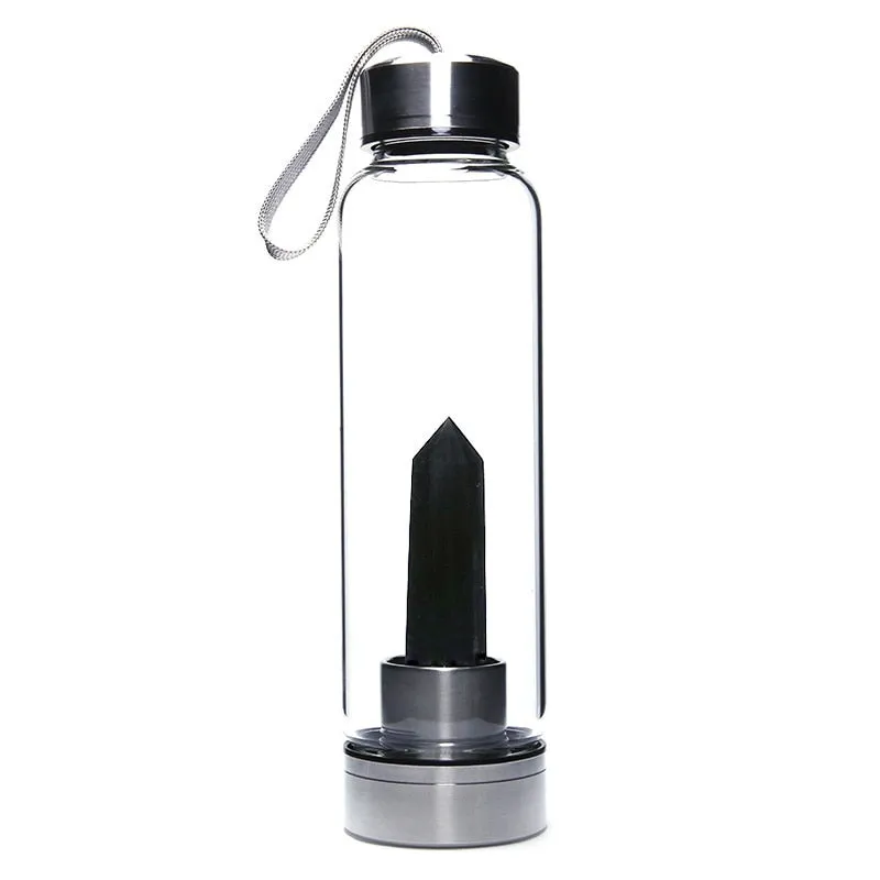 Crystal Water Bottle Choose From 12 Different Natural Quartz Stones Unique Sports Bottle Speak Healing Words Into Your Water 500ml Stainless Steel