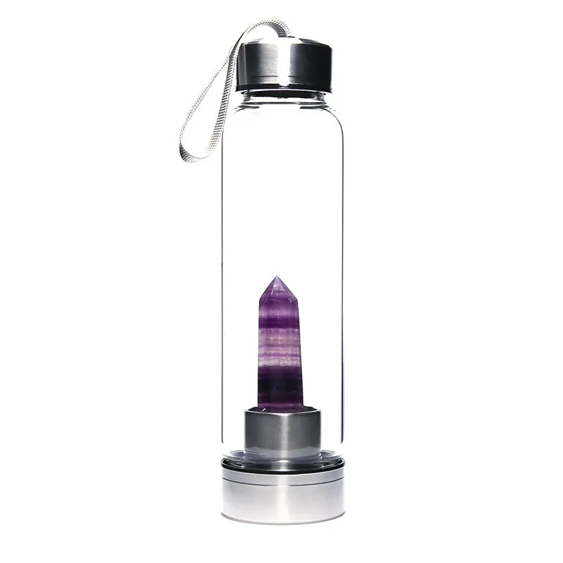 Crystal Water Bottle Choose From 12 Different Natural Quartz Stones Unique Sports Bottle Speak Healing Words Into Your Water 500ml Stainless Steel