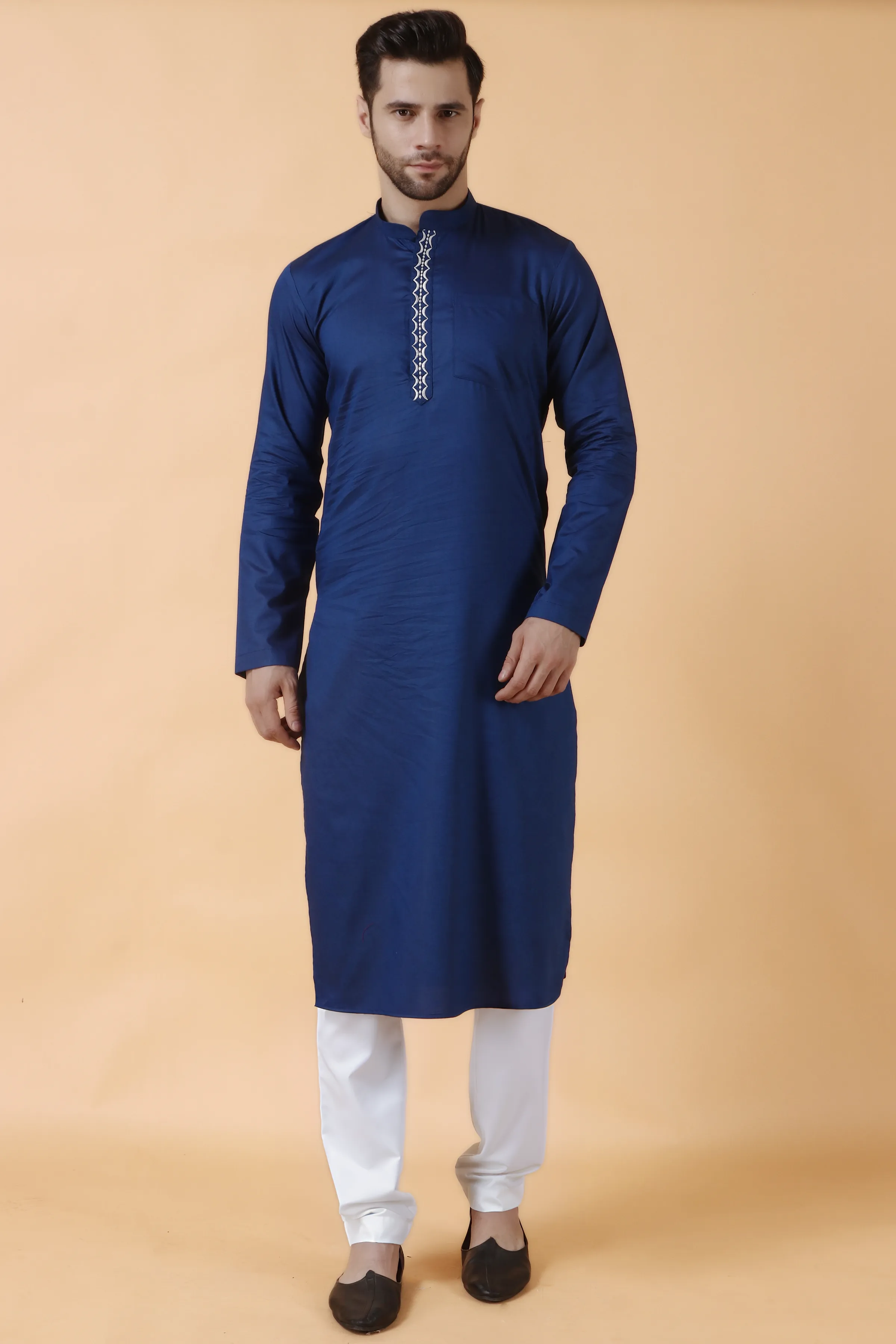 Dark Blue Cotton Kurta Pajama