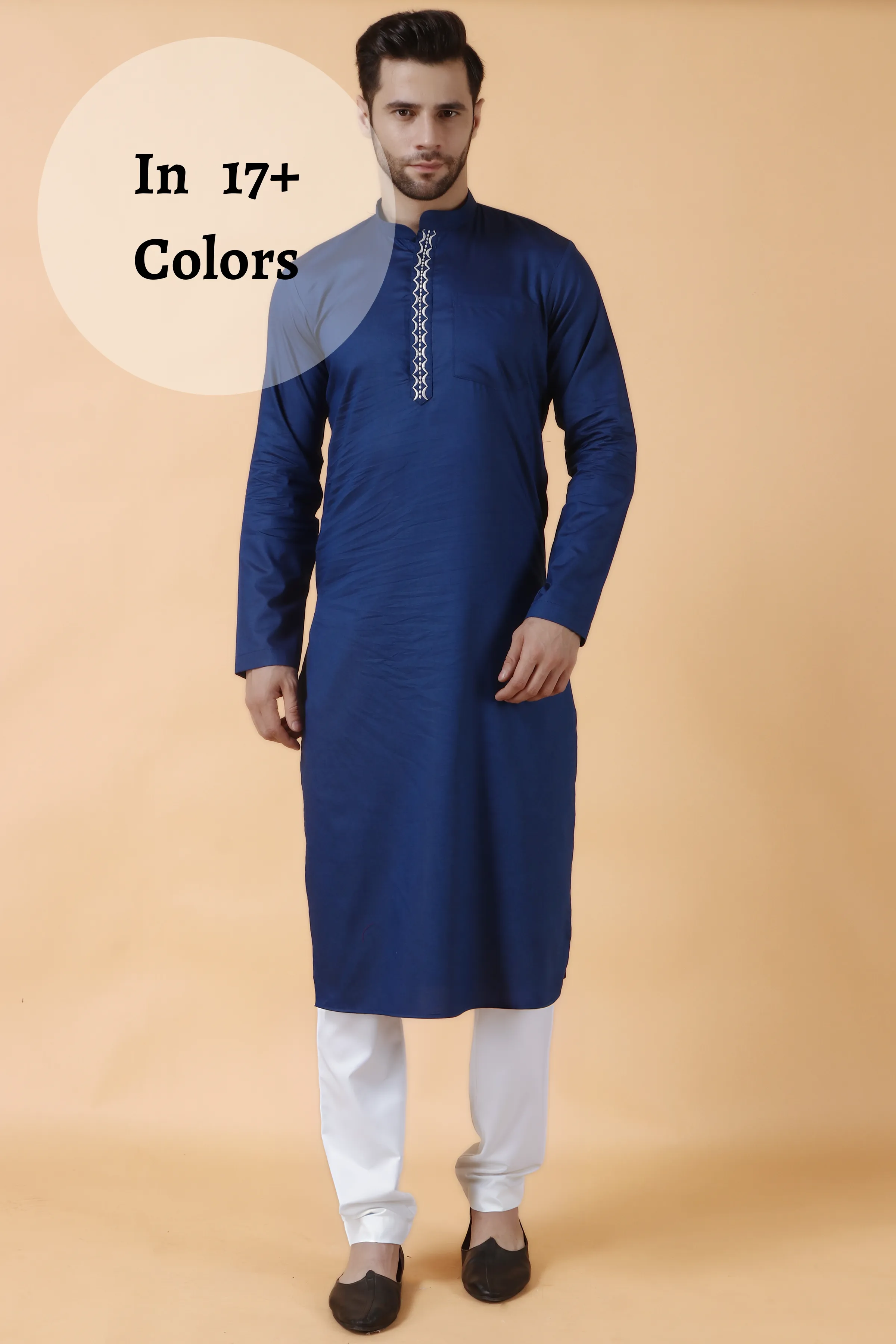 Dark Blue Cotton Kurta Pajama