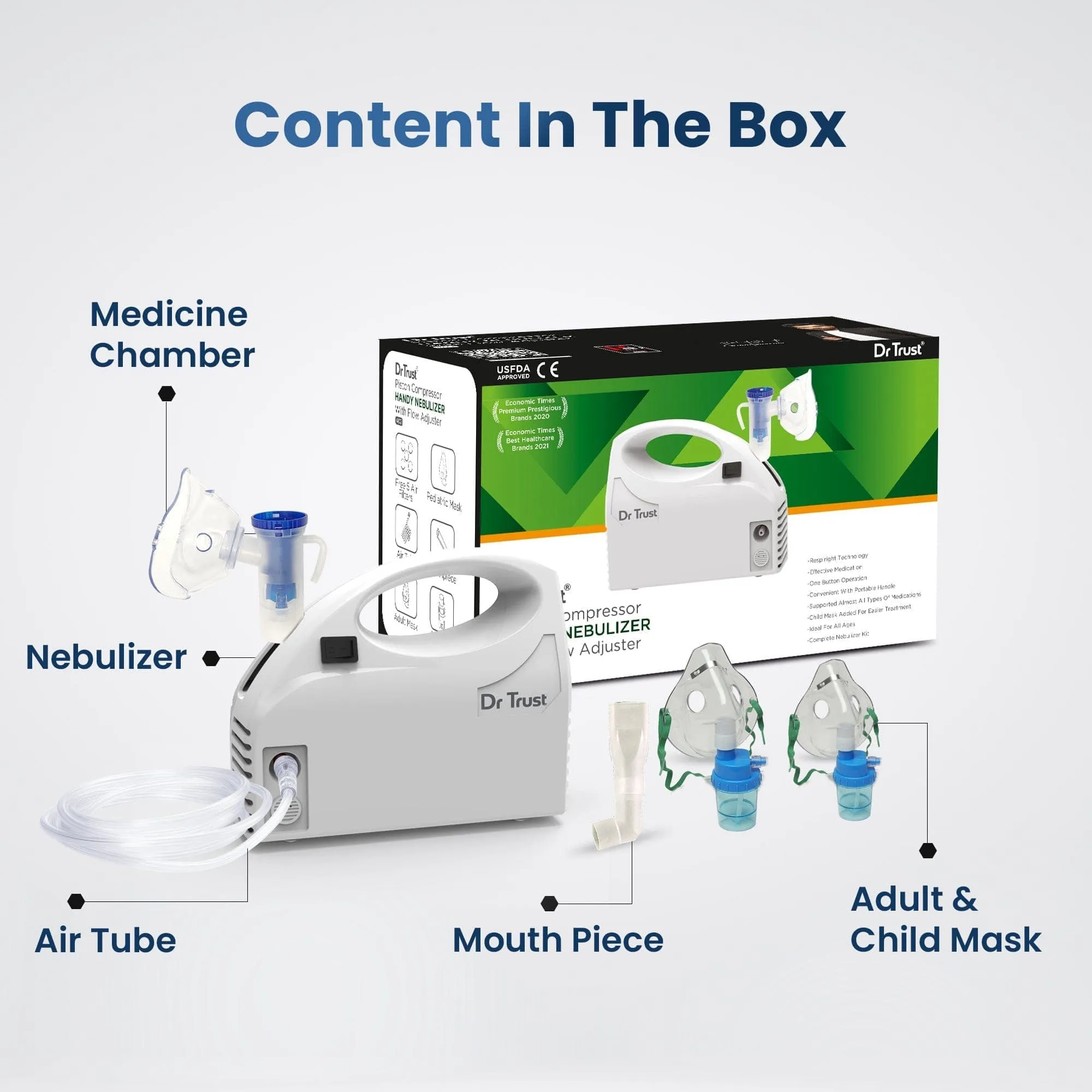 Dr Trust USA Piston Compressor Handy Nebulizer 402