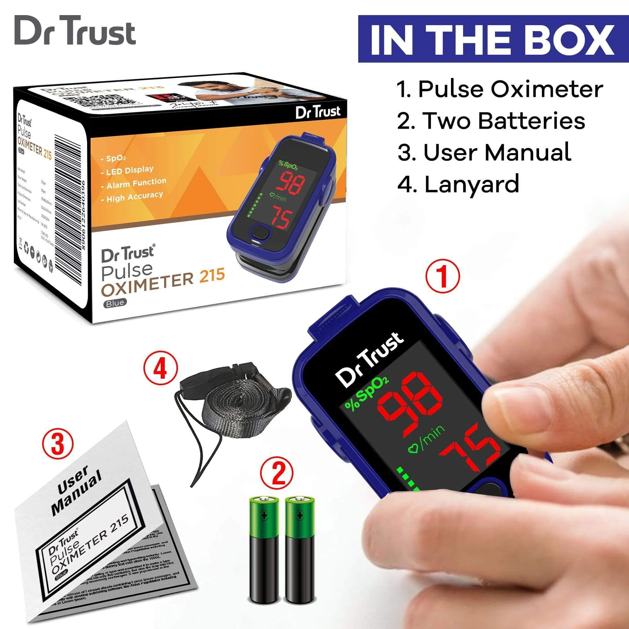 Dr Trust USA Pulse Oximeter 215 (Blue)