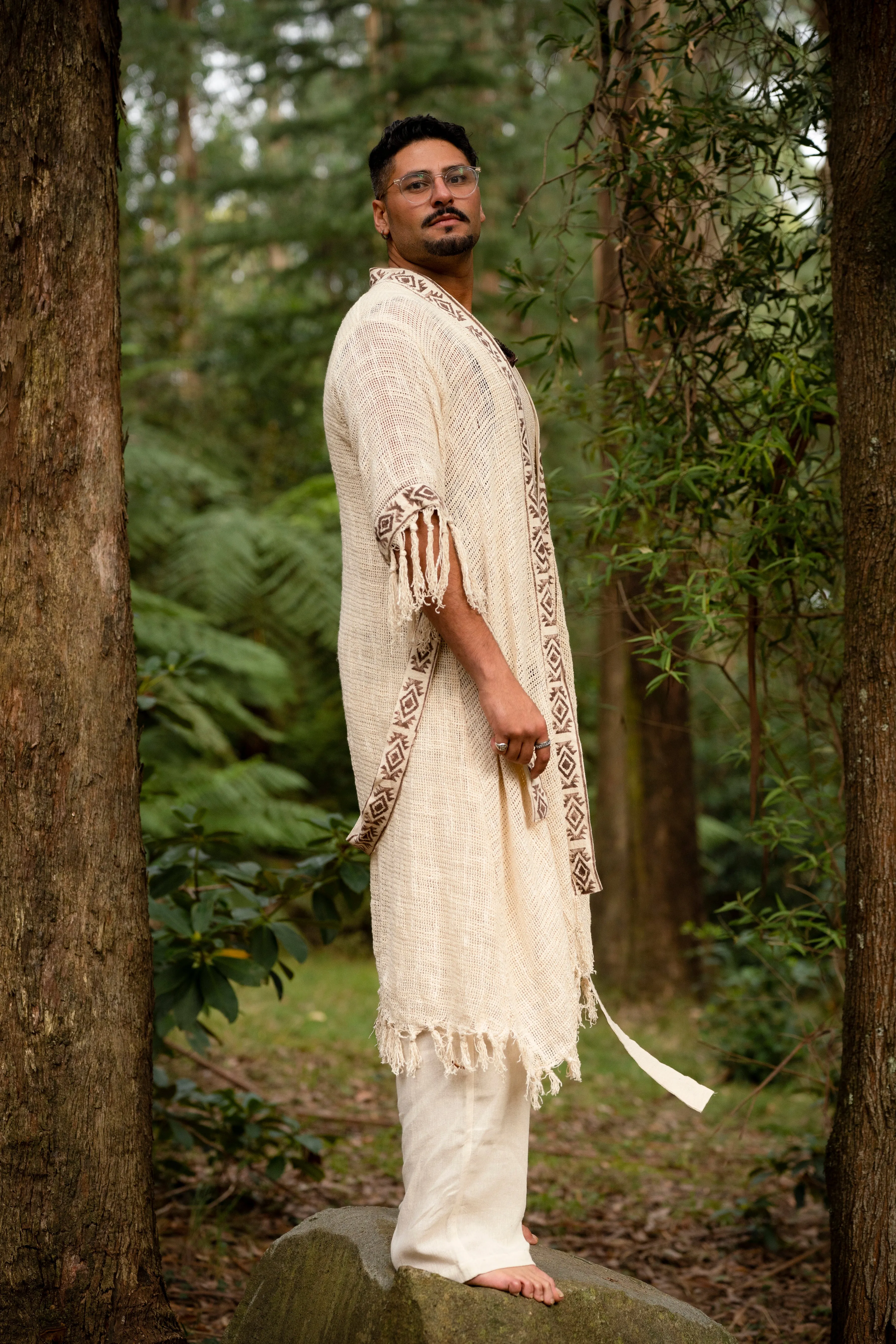 Frayed Primitive Kimono for Men