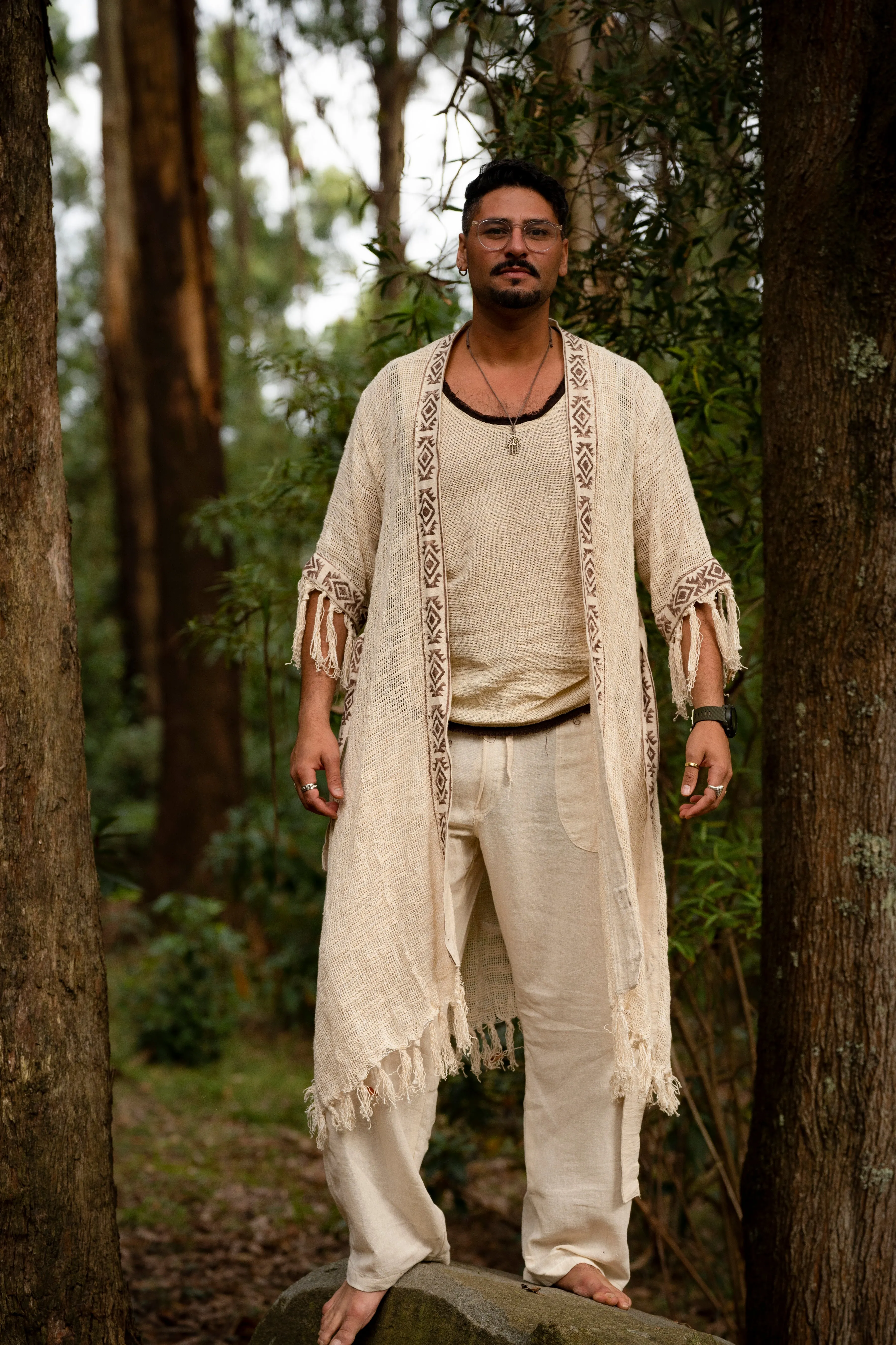 Frayed Primitive Kimono for Men