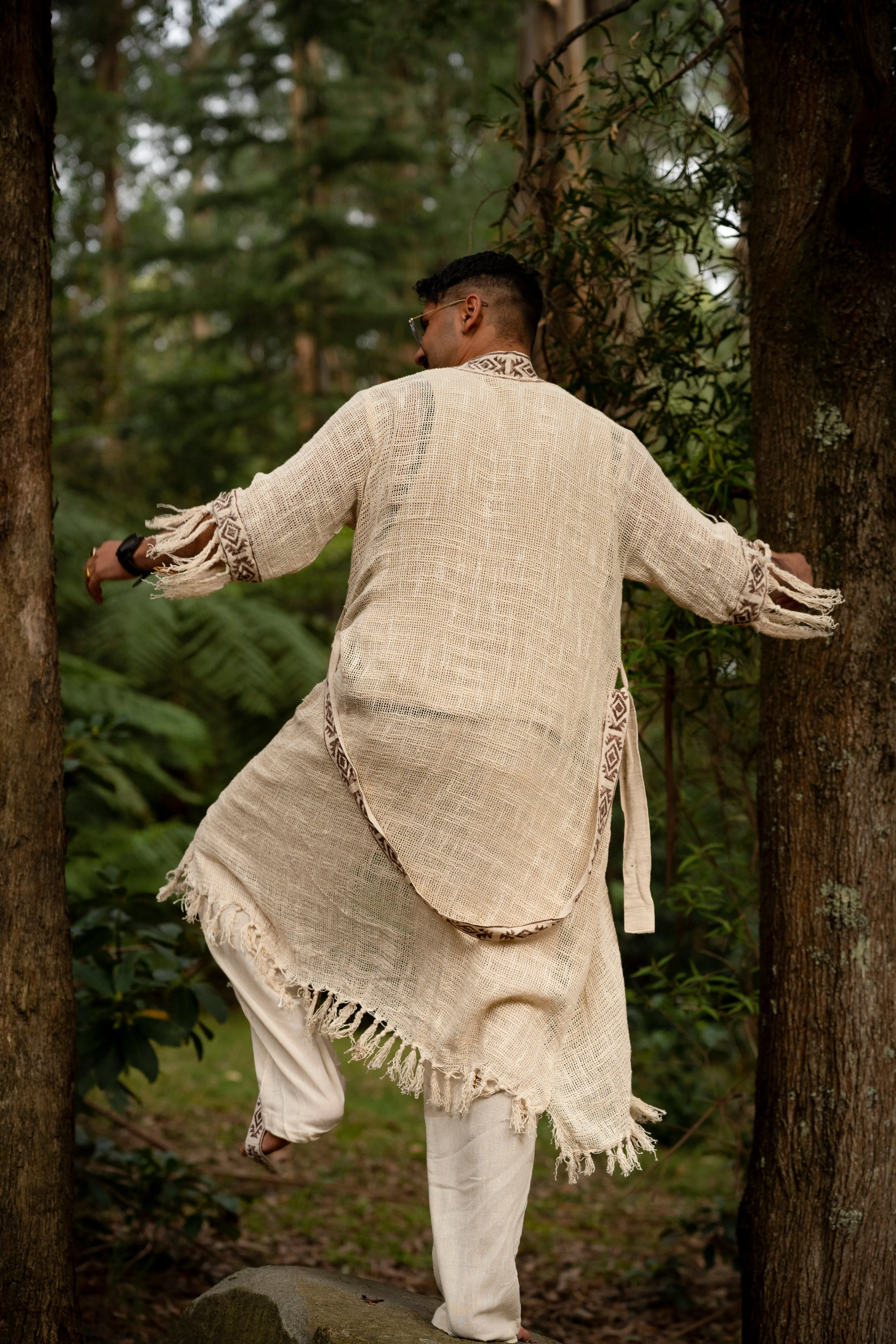 Frayed Primitive Kimono for Men