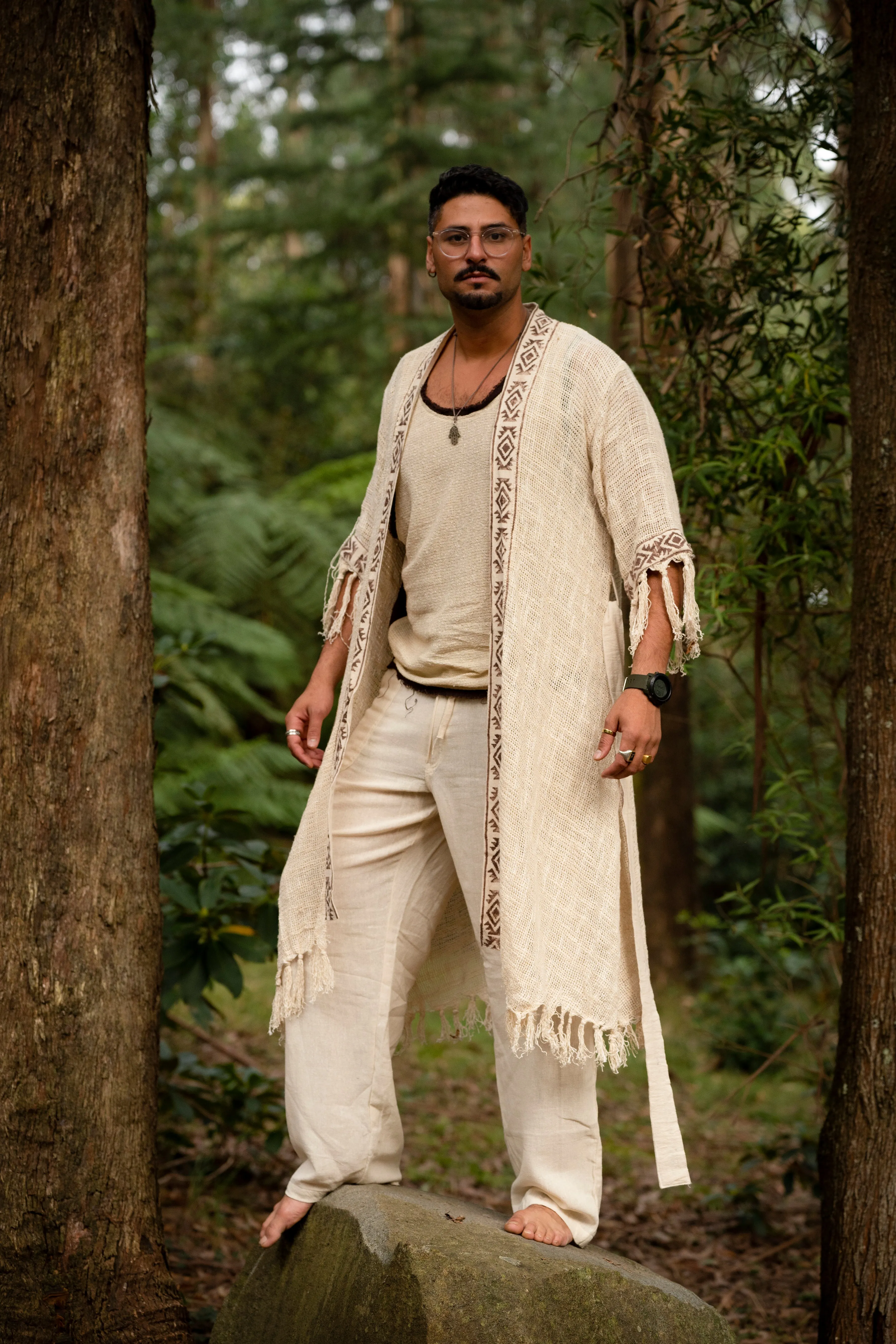 Frayed Primitive Kimono for Men