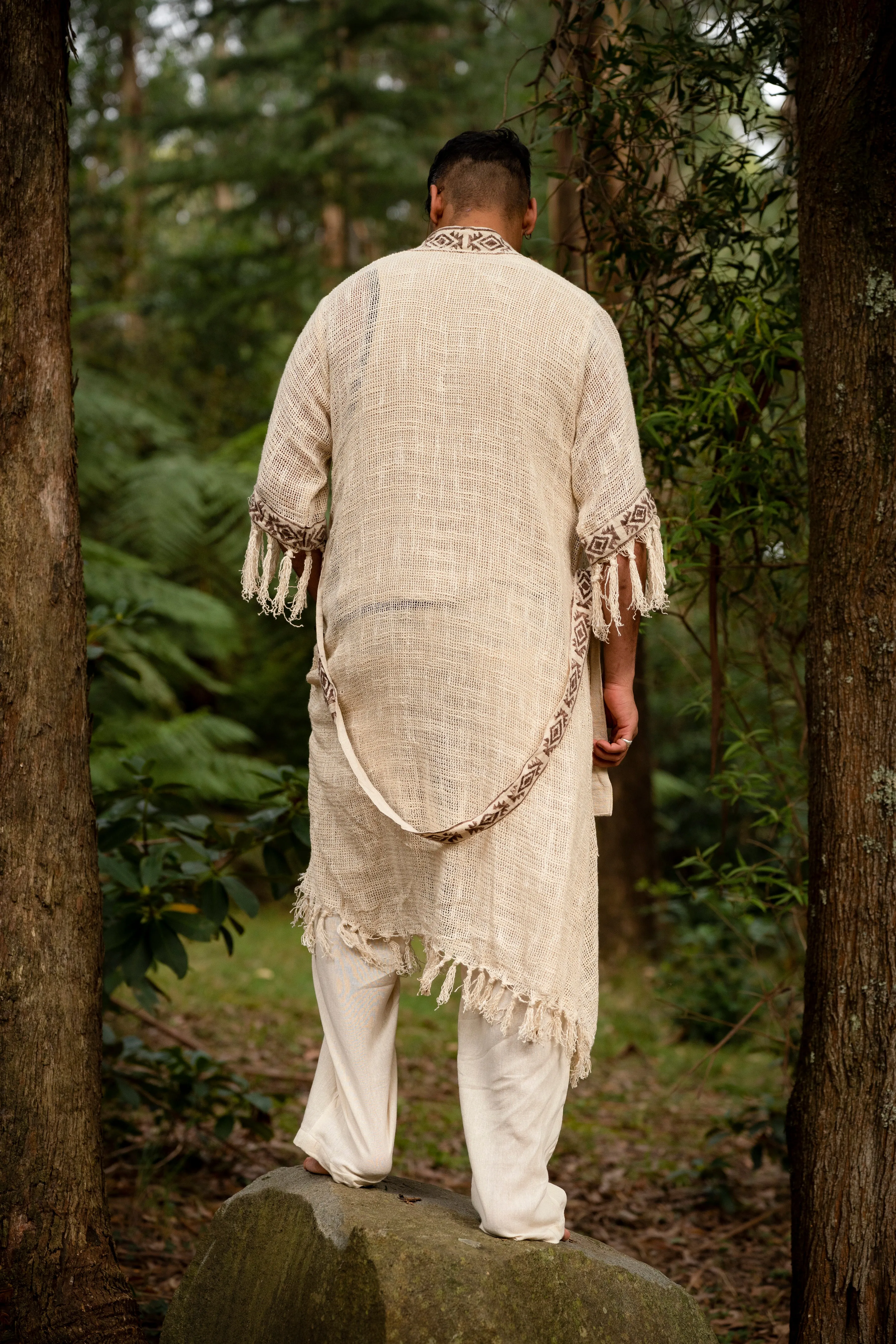 Frayed Primitive Kimono for Men