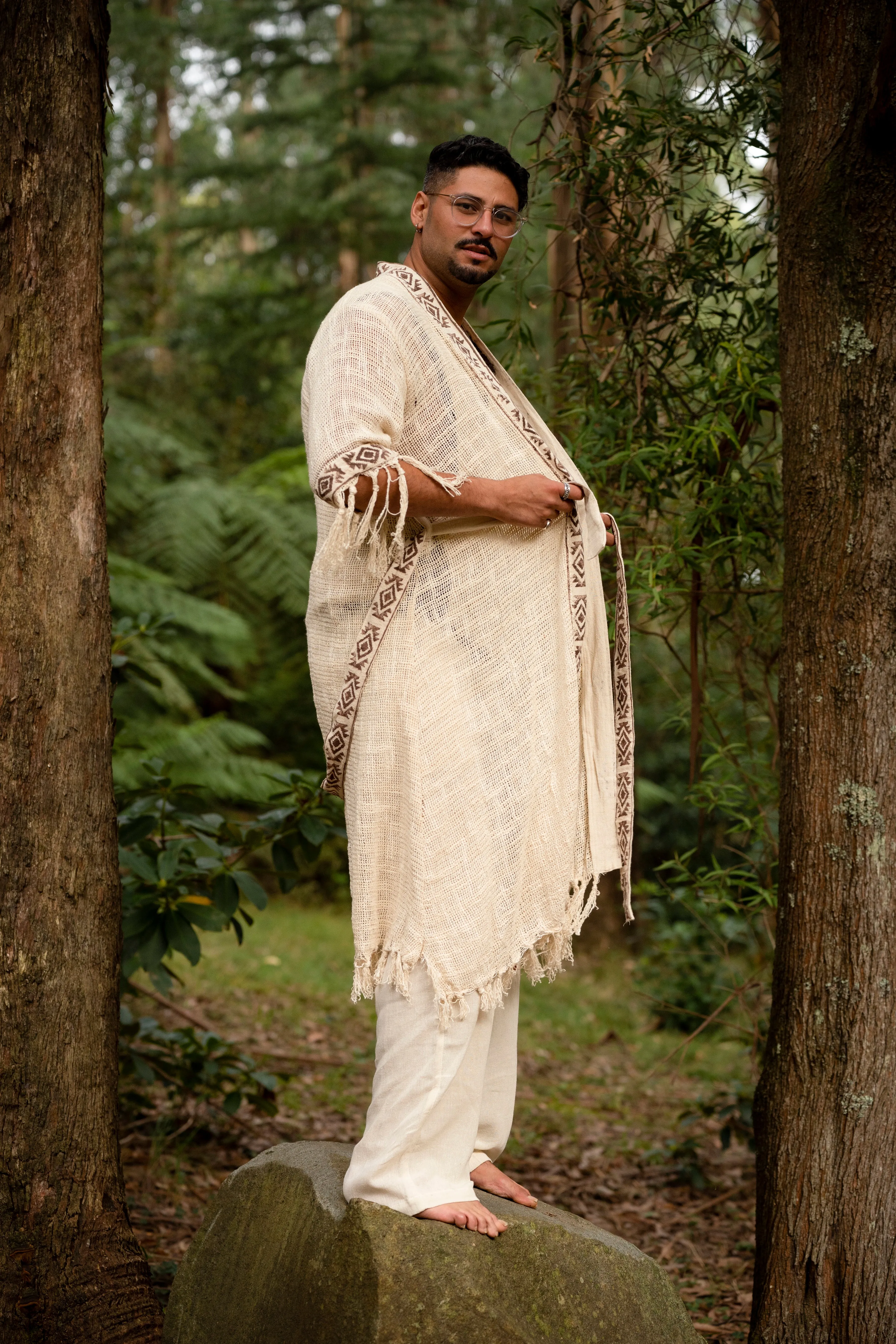 Frayed Primitive Kimono for Men