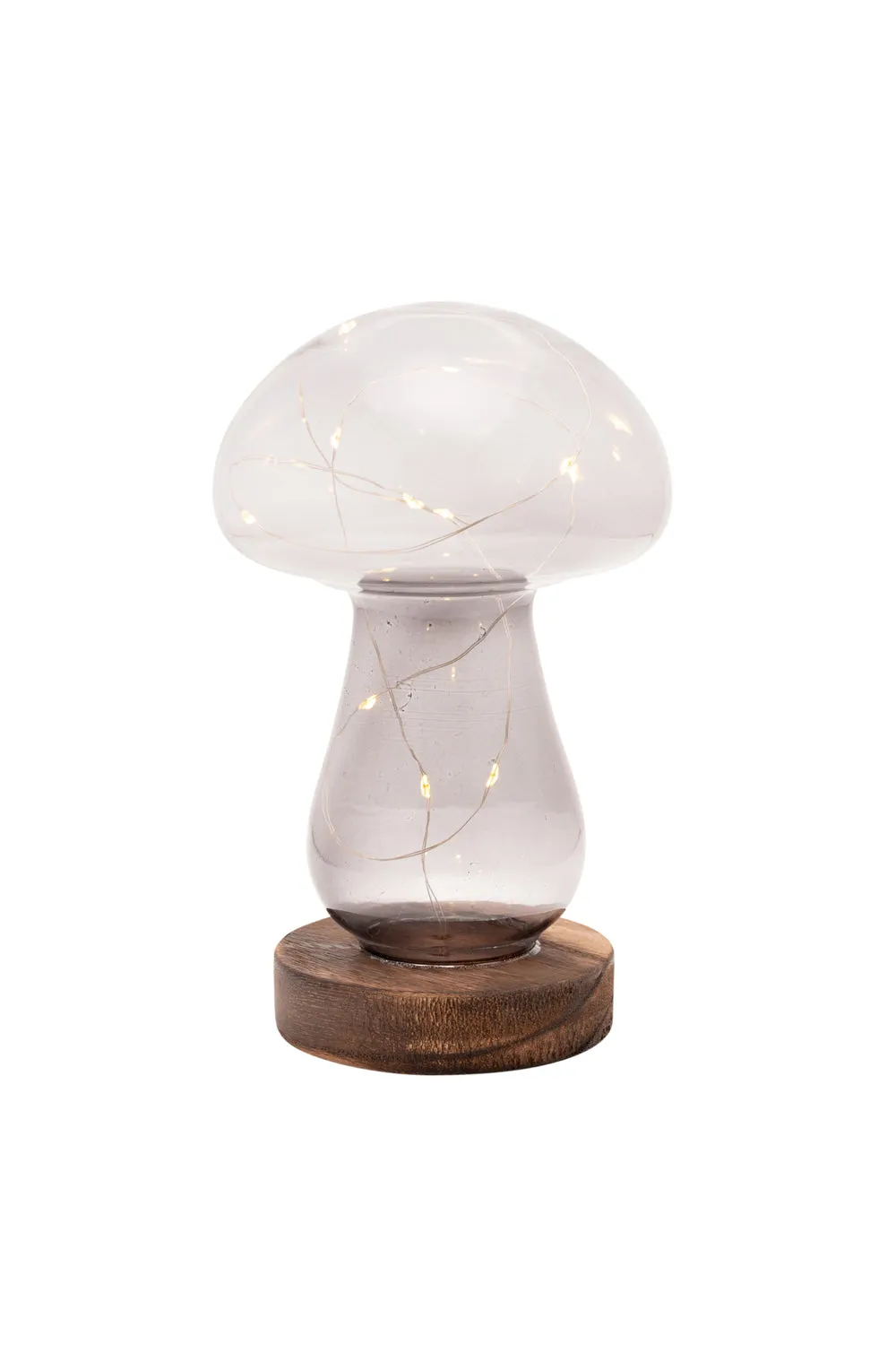 Grey Glass Mushroom with LED Lights - Large