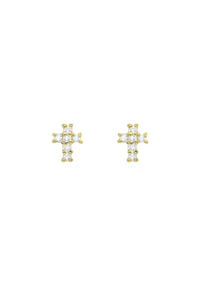 KC Designs 14KYG Diamond Mini Cross Stud Earrings