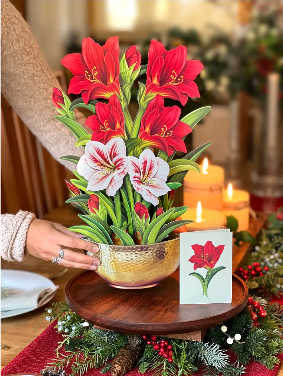 Life Sized Pop-Up Flower Bouquet: Scarlet Amaryllis