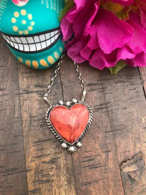 Red Spiny Heart Necklace #21