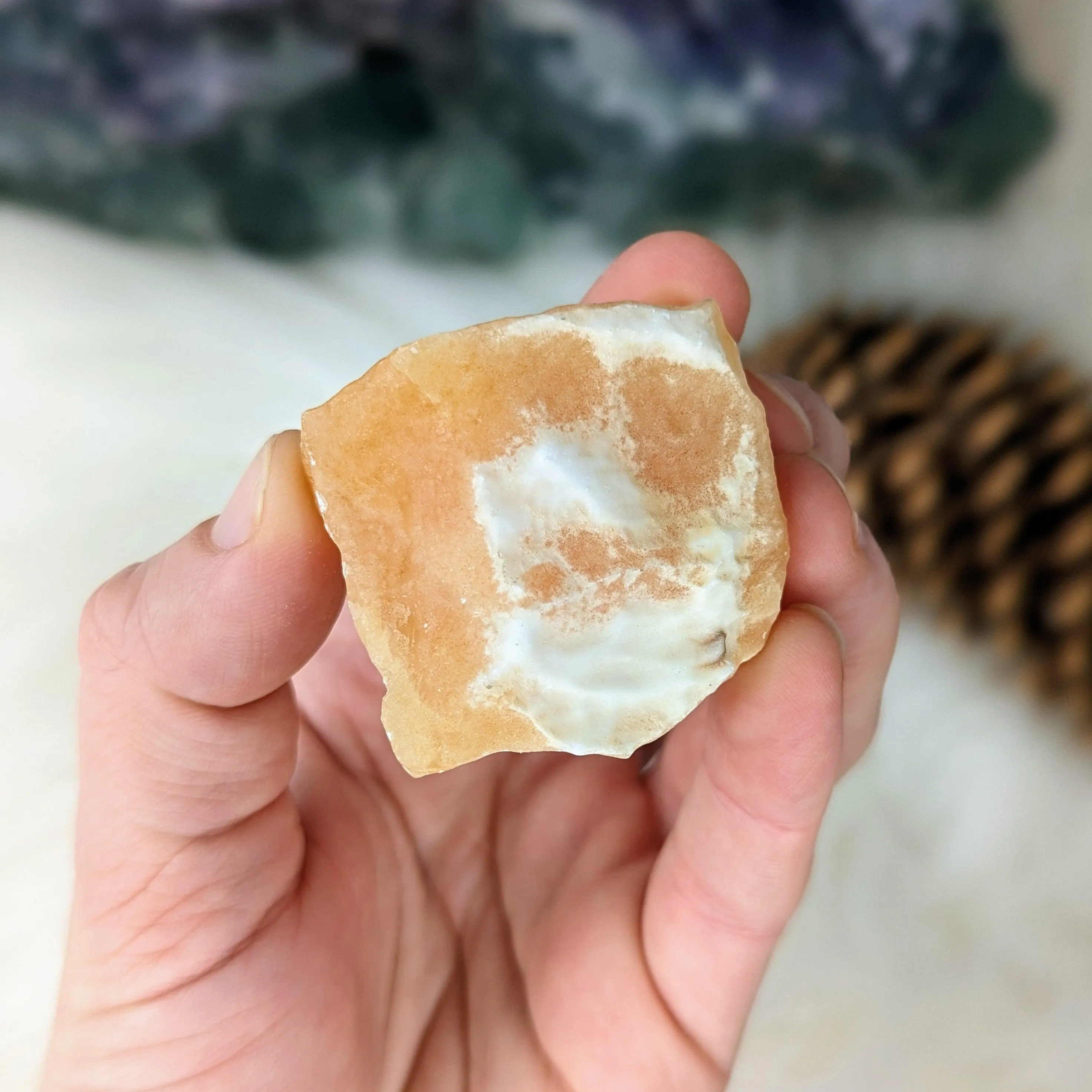 Small Mango Calcite Chunk from Mexico~ Fruity Vibes and Good Energy