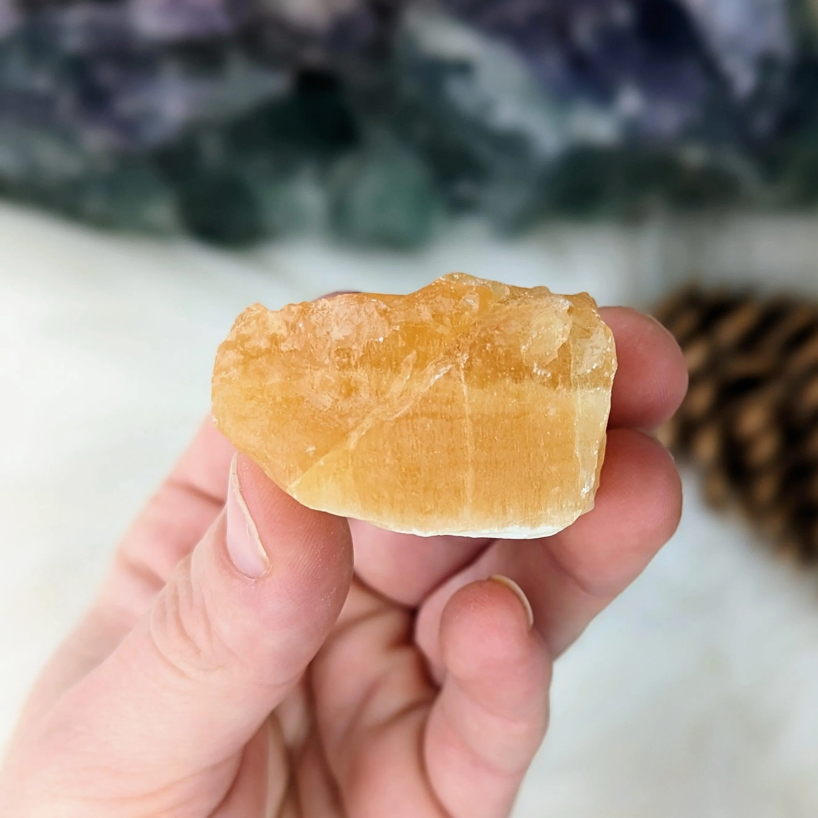 Small Mango Calcite Chunk from Mexico~ Fruity Vibes and Good Energy