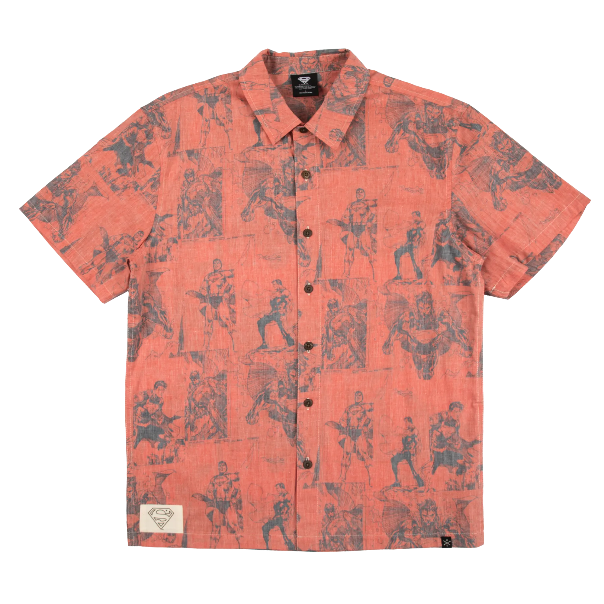 Superman All Over Comic Print Button-Down Shirt