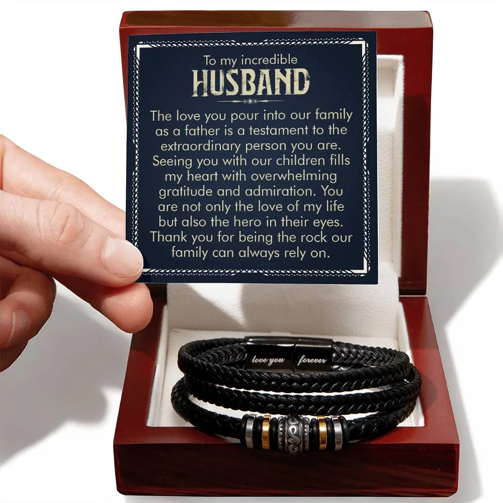 To My Husband Bracelet from Wife, Thank You for Being the Rock Our Family Can Always Rely On