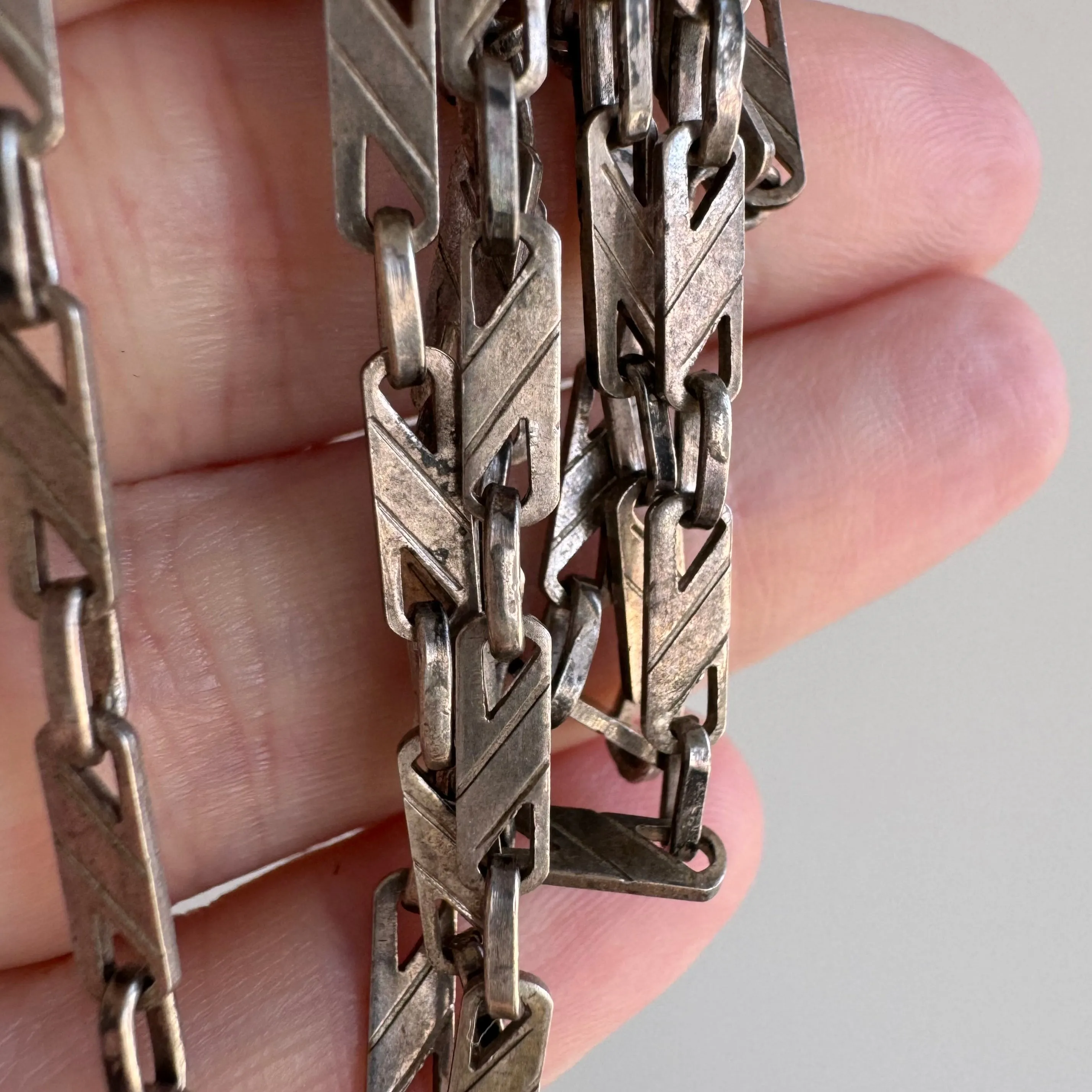 V I N T A G E // geometric links / sterling silver made in Mexico fancy link chain / 24.25, 11g