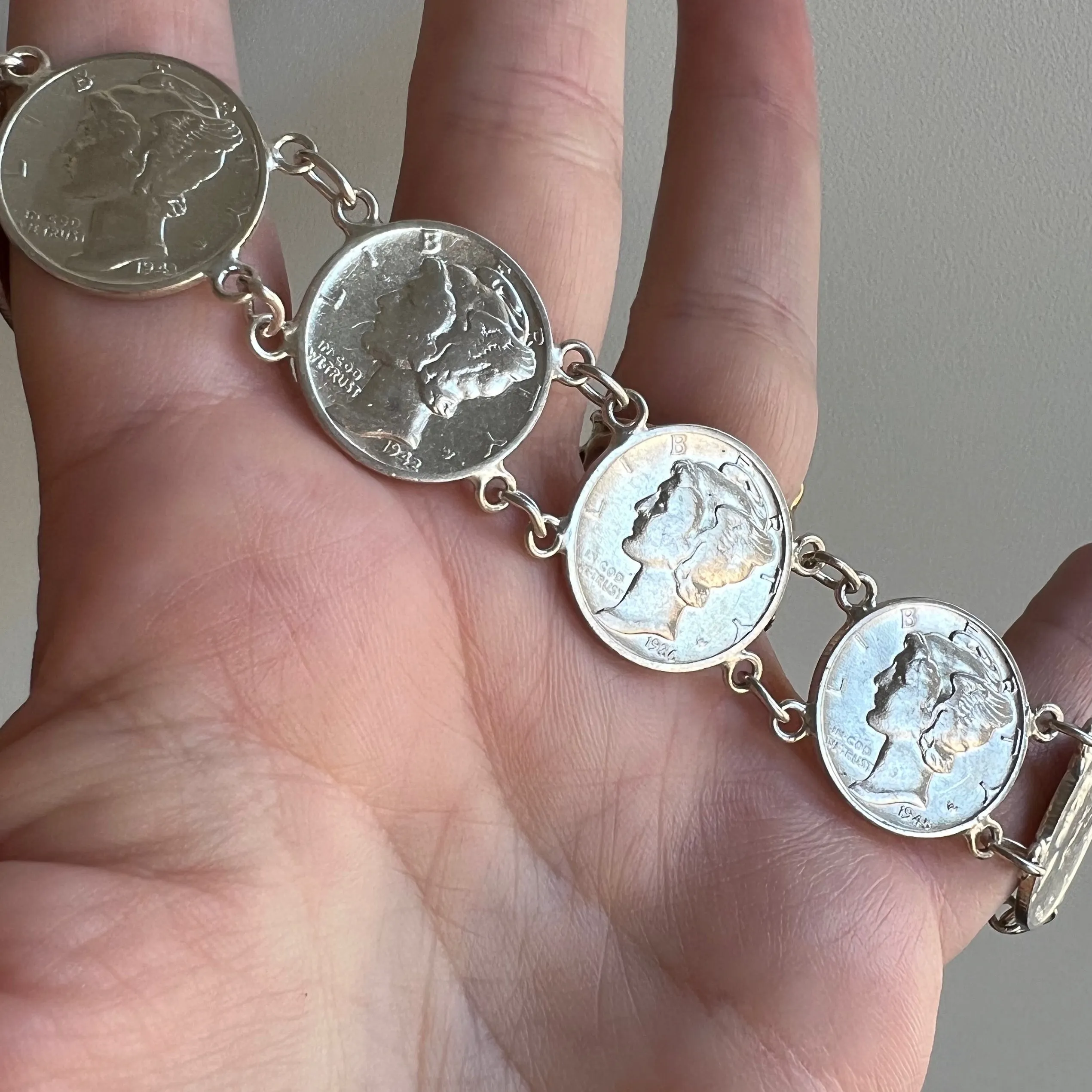 V I N T A G E // Mercury line up / 900 and sterling silver dime link bracelet / 7.5