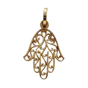 V I N T A G E // powerful palm / 14k yellow gold hamsa / a pendant