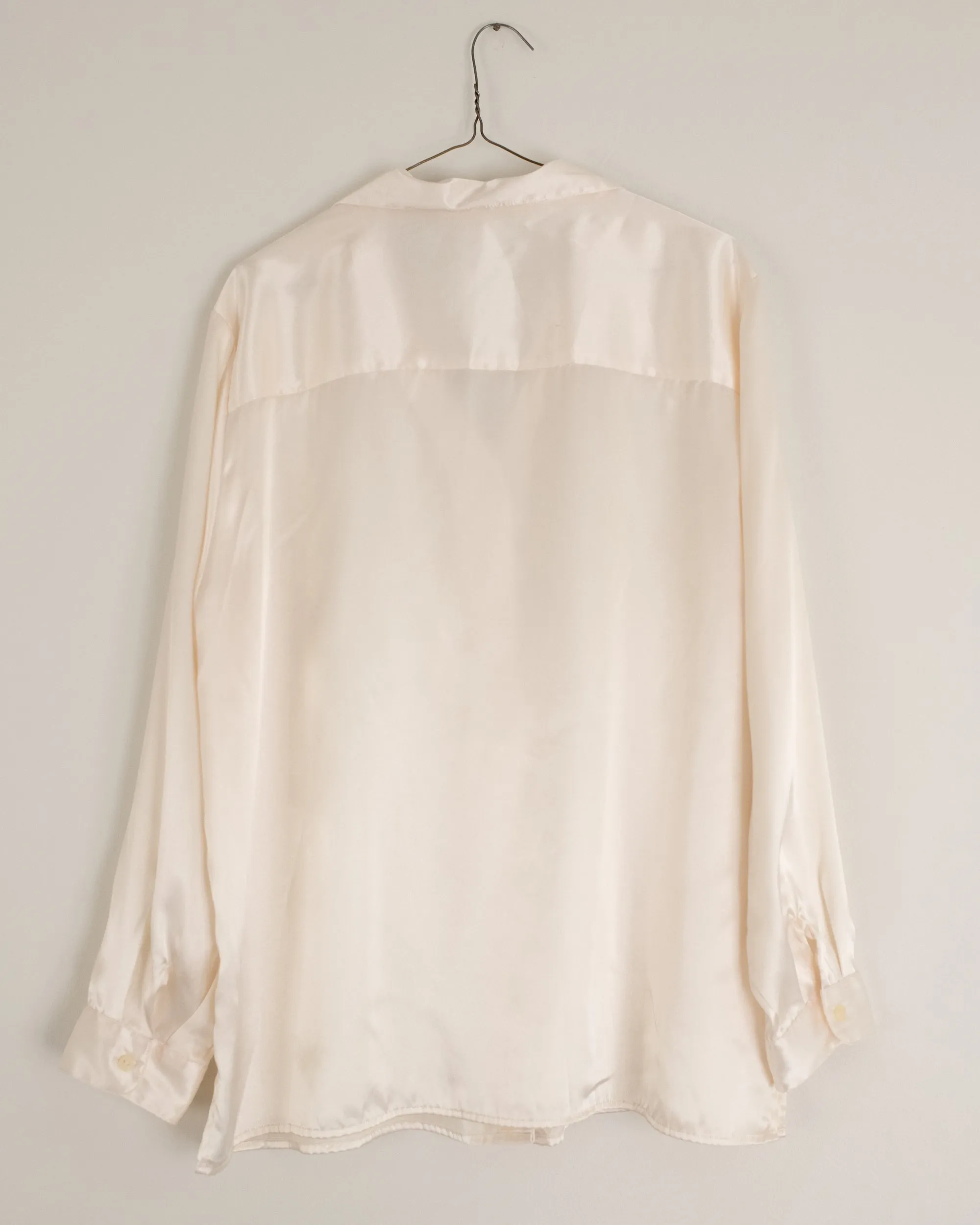 Vintage Ivory Satin Blouse (S/M)