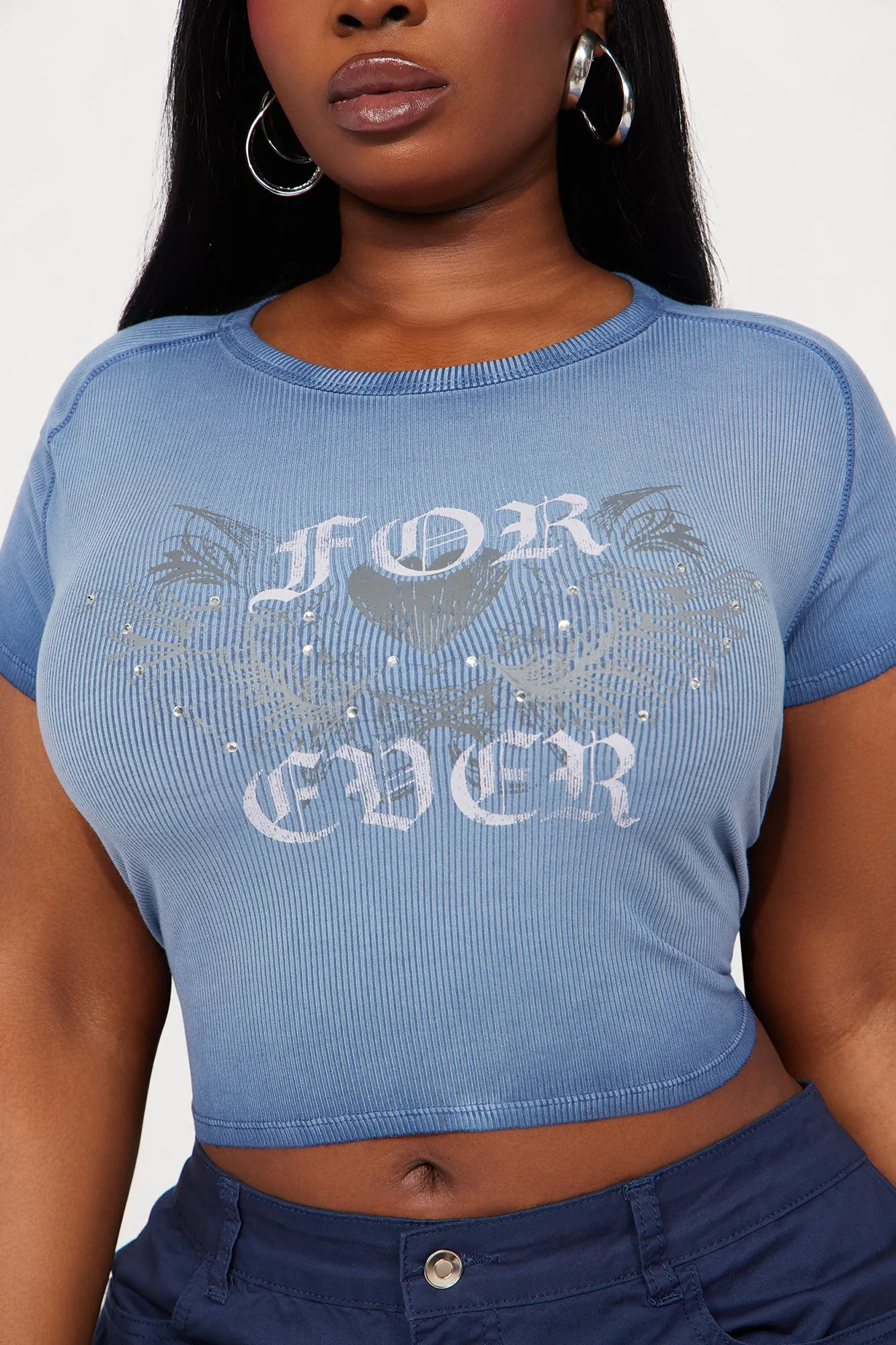 Your Forever Rhinestone Tee - Blue/combo